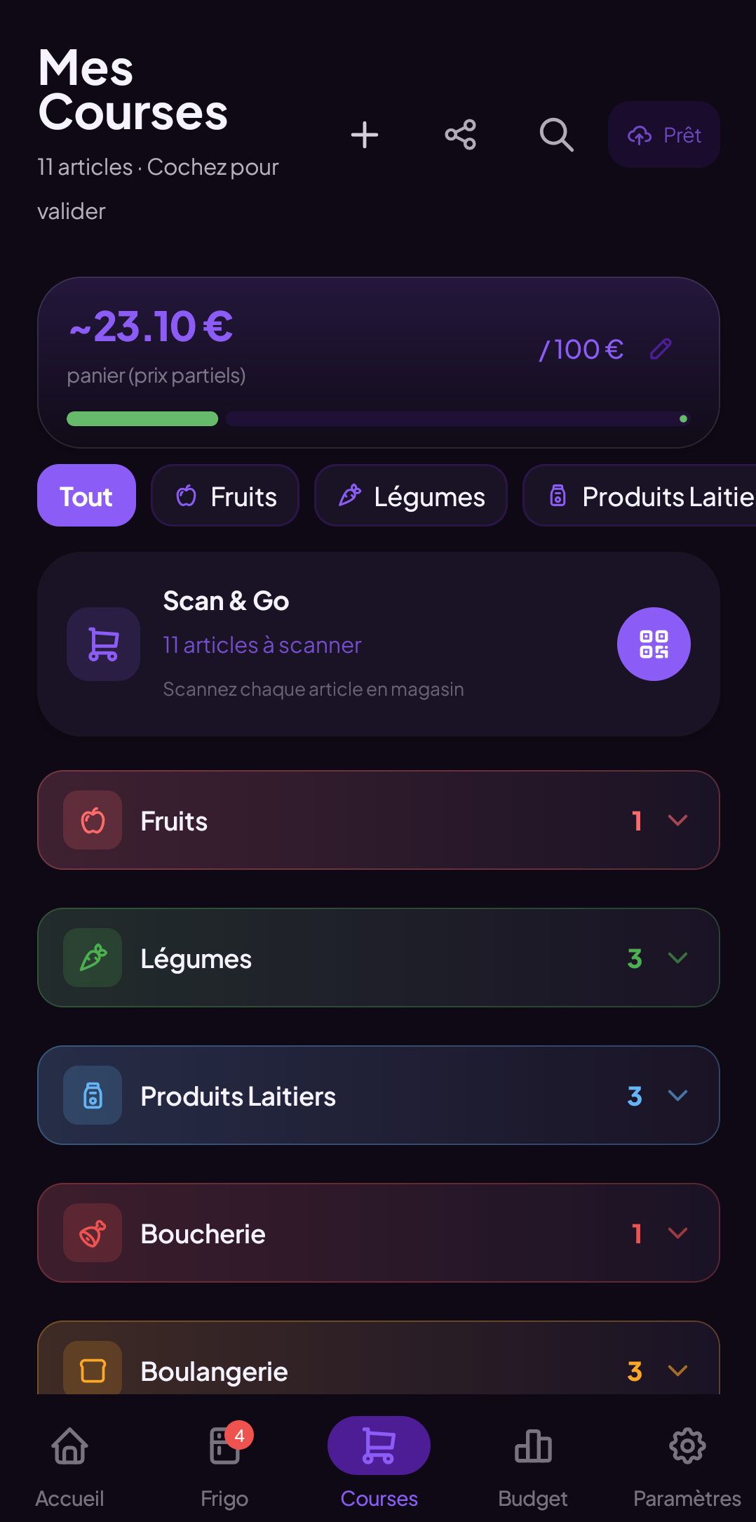 Mes Courses — liste synchronisée